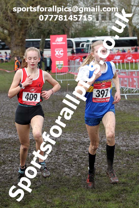 Junior girls, 2020 New Balance English Schools Champs., Sefton Park, Liverpool. Photo: David T. Hewitson/Sports for All Pics